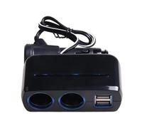 12V/24V Vehicle Lighter Socket Splitter Multiple Device Charging Car Accessories 2 USB Interface Total 3A Output