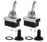 12V 25A Metal ON/OFF Toggle Switch Flick Flip 2 Pin Waterproof SPST 2 Position with Rubber Cover Car Toggle Switches Rocker Momentary Switch for Truck Auto Boat Lamps Control