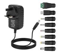 12V 2A Power Supply Adapter with 8 DC plug tips, 12 Volt AC Adapter Compatible with 2A 1.5A 1A 800mA-100mA Devices for LED Lights, CCTV Camera, Router