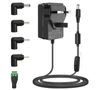 12V 2A Power Supply UKCA, 100-240V AC to DC 12 Volts Power Adapter fit for DC IN 12Vdc 300mA 400mA 500mA 600mA 700mA 800mA 900mA 1000mA 1500mA 2000mA Equipment, with 5 Tips.