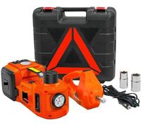 12V 3 in 1 Electric Car Jack Kit 5Ton Hydraulic with Impact Wrench Compressor LED Light Portable Lift Tool for(Oranje)