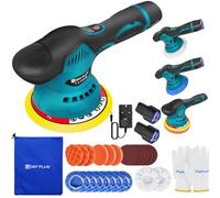 12V 300W Cordless Car Polisher Machine Kit with 2pcs 2.0Ah Batteries, 6 Inch Portable Cordless Car Buffer Polisher Sander Kit, 8 Variable Speed 800-5500RPM Dual Action Car Polisher with 23 Attachments