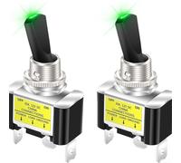 12V 30A SPST Car Turn Switch ASW-07D-2 2 Position 3 Pin On Off with LED for 12V DC Wiring Projects and Equipment Control Pack of 2 (Green)