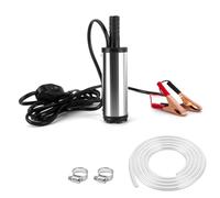 12V 38mm Submersible Water Fuel Transfer Pump, Portable Stainless Steel On/Off Switch Small Bilge Pump with 2.5M Power Cord for Car, Diesel, Petrol, Oil, Water & Fluid Refuel, 3 Meter Hose