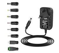 12V 3A AC Power Supply UK Plug AC Adapter with 8 DC Plug Tips, Converter Driver AC 100-240V Supply to DC 12V, Converter Adapter Transformer for CCTV Camera, USB 3.0 HUB, LED Lights
