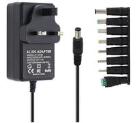12V 3A Power Supply Cable Adapter UK 36W 3V 4.5V 5V 6V 7.5V 9V 12V 0.5A 1A 2A 3A AC to DC Charger Cord with 8 Replacement Tip for CCTV Camera Alexa Echo Dot Routers LED Strips Dab Radio TV Box