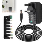 12V 3A Universal Power Supply Cable Adapter UK 36W AC DC Supply Cable with 8 Replacement Tip 100-240V 50-60Hz 5.5x2.5mm Converter Wall Charger for CCTV Security Led Strip Lights TV Box Router Speaker