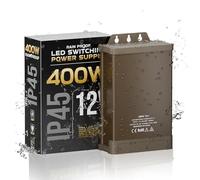 12V 400W LED Transformer Rain proof IP45,LED Driver 180-265V AC to 12V DC 33.3A 400 Watt Quiet Low Volt Converter LEDs Power Supply Constant Voltage For LEDs Strip, Indoor & Outdoor