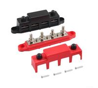 12V 48V Bus Bar Twin Pack with 4 M8 Terminal Studs, Ring Terminals and Insulated Covers Designed for Organized Wiring in Vehicles and Solar Power Systems