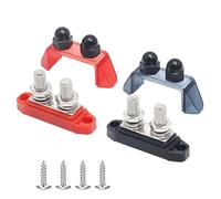 12V-48V Bus Bars Power Distribution Block: 250 Amp Bus Bar with Cover & M10 Posts Red Black Power Distribution for Car Marine Solar Vehicle (1 pair)
