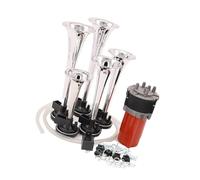 12V 5-Trumpet Musical Jazz Air Horn, Compressor Kit, 130db, Silver, for Car, for Truck, for Motorcycle