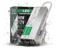 12V 5A 60W Waterproof LED Driver Transformer Constant Voltage AC To DC Converter IP67 Universal Regulated Switching Power Supply For LED Strip Lights CCTV 3D Printer Automation