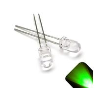 12V 5mm LED Lighthouse with Round Top Clear Lens - Pure Green LED - Ultra Bright - Built-in Resistor - 5V 6V 7V 8V 9V 10V 11V 13V 14V 15V (Pack of 5)