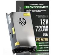 12V 60A 720W, DC Universal Regulated Switching Power Supply, Converter AC 110/240V to DC 12 Volt LED Driver, Transformer, Adapter for LED Strip Light, 3D Printer, Radio, Computer Project