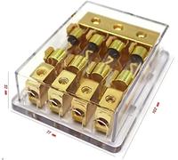 12V 60A Transparent Copper Plated Car Stereo Audio Power Fuse Holder Distribution Block for Car Boat Protected circuits (Color : 1 to 4)