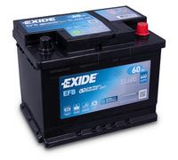 12V 60Ah 640CCA Exide EL600 Stop Start EFB Car Battery - 3 Years Warranty