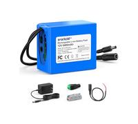 12V 6400mAh Rechargeable Lithium ion Battery with Charger, Bare Leads, 12v Battery Pack DC5521 Port for LED Strip, Router, Radio, CCTV Camera, DIY Project, Solar Panel, Telescopes etc