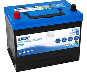 12V 80AH EXIDE ER350 Deep Cycle Leisure Marine Battery NCC VERIFIED MADE IN EU - Dual Purpose (Starting & Auxiliary) - 3 Years Warranty