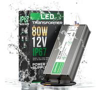 12V 80W Led Driver Ip67 Waterproof, 240V Ac To 12V Dc 6.6A Constant Voltage Power Supply For Led Strip Lights Indoor Outdoor Quiet
