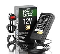 12V 8A Power Supply, AC DC 12V 8A Power Adapter 96W Transformers Charger LED Driver Replacement 12V/8A 5.5x2.1mm DC Female Jack Socket for CCTV Security Camera LED Strips Lighting