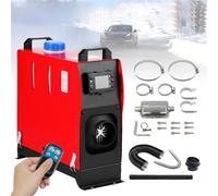 12V 8KW 5KW Diesel Air Heater, Diesel Night Heater with Remote Control And LCD Monitor for RV Truck, Bus, Boat, Touring Car, Caravans, Motorhomes (Red single hole)