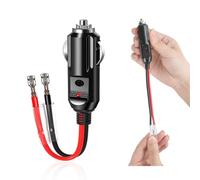 12v Car Cigarette Lighter Male Plug, Power Plug Male to Bullet Female Terminal Replacement 1 PCS 5.9inch Lead Cable Adapter with LED Indicator, 15a Fuse Protection for Various Auto Dc 12v/24v Devices.