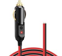 12v Car Cigarette Lighter Male Plug, Power Plug Male to Bullet Female Terminal Replacement Lead Cable Adapter with LED Indicator, 15a Fuse Protection for Various Auto Dc 12v/24v Devices