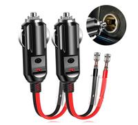 12V Car Cigarette Lighter Plug with Lead and Wiring Single Head Terminal, 2 Pack16 AWG Replacement Cigar Female Socket Male Plug Extension Cable Extension Cable for Motorcycle Tractor Car (12V/24V)