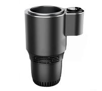 12V Car Cup Cooler and Warmer, Portable Fridge with Digital Display, 0-60C Hot Cold Beverage Holder for Travel Outdoor Commute, Metal Black