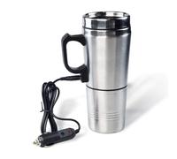 12V Car Electric Cup, Stainless Steel Portable Electric Car Kettle with Cigarette Lighter Plug, 300ml Travel Heating Cup for Hot Water Tea Coffee Making