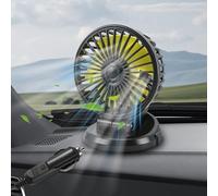 12V Car Fan for Dashboard, Single Head 360° Rotatable Cigarette Lighter Fan | Quiet 20dB 5-Blade Turbo Air Cooling Fan with Strong Wind, Portable Mini Vehicle Fan for Car, Truck, SUV, Van