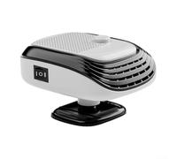 12V Car Heater for Defrosting Windshield and Raising Interior Temperature with Transparent Heat Outlet and 360 Degree Flexibility (White)