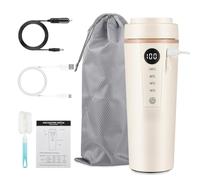 12V Car Kettle 400ml, 316 Stainless Steel Travel Kettle with USB Warm Keep, Boils to 100°C via 12V, USB Keeps 45-80°C, LCD Touch Control Portable Electric Kettle for Truck Camping Office