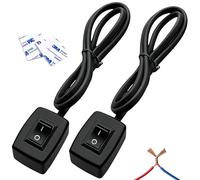 12V Car Rocker Switch ON/Off Surface Mount Double-Sided Adhesive Installation 12/24V 3A Toggle Switch Lead Cord Cable, DIY Replacement for Car Camper Garden LED Lights, 75cm Black 2Pcs