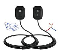 12V Car Rocker Switch ON/Off Surface Mount Double-Sided Adhesive Installation 12/24V 3A Toggle Switch Lead 0.75m Cable, DIY Replacement for Car Camper Garden LED Lights, Black 2Pcs