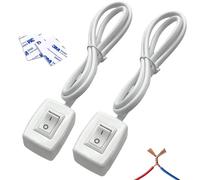 12V Car Rocker Switch ON/Off Surface Mount Double-Sided Adhesive Installation 12/24V 3A Toggle Switch Lead 0.75m Cable, DIY Replacement for Car Camper Garden LED Lights, White 2Pcs