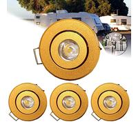 12V Caravan Interior LED Light, 3W Dimmable Roof Spot Light, Ceiling Recessed Downlight with Driver Lamp, for Boat, Kitchen, Wardrobe, Cupboard, Bookcase, Under Cabinet, Warm White 3000K(Gold)