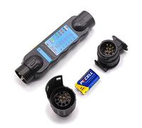 12V Caravan Trailer Tester Car Truck Towing Cable Circuit Detector +Battery | Light Wiring Connector Electrics Diagnostic Plug Socket Tool Electrical Couplings + 2 Adaptor 7 13 Pin