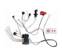 12V children's electric car wiring harness and 2 4G remote control set with overload protectors, start and stop switches, pedal controls, and charging interface