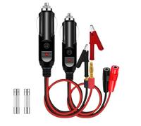 12V Cigarette Lighter Plug, 4mm Male Banana Socket With Alligator Clips, 12V Plug Connector Socket 1FT 16AWG Extension Cable with 15A Fuse for Motorcycle, ATV, Bus, Car Charger Adapter - 2Packs
