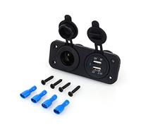 12V Cigarette Lighter Socket Dual USB & Socket Splitter for Motorcycles, Cars and Trucks pd 30w sigarettenaansteker splitter van auto 200w