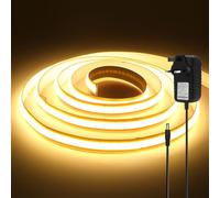 12V COB LED Strip, 8MM 400 LEDs/m Free Cut Non Waterproof High Density Strip Light Rope Light for Bedroom, Kitchen, TV Backlight, Wardrobe, Home Lighting Decor.(Include Power Adapter)