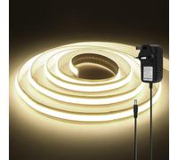 12V COB LED Strip, 8MM 400 LEDs/m Free Cut Non Waterproof High Density Strip Light Rope Light for Bedroom, Kitchen, TV Backlight, Wardrobe, Home Lighting Decor.(Include Power Adapter)