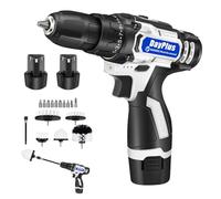 12V Cordless Drill, 45Nm Handheld Electric Screwdriver 18+1 Torque, Variable Speed Combi Drill, Battery Powered Drill Tool with 2 x 1500mAh Battery and 5 Brushes, for Home DIY
