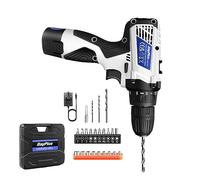 12V Cordless Drill Driver, Electric Power Impact Drill, 18+1 Torque, 45Nm, 3/8" Chuck, 2 Speed, LED Light, Electric Screwdriver for Cement, Concrete, Ceiling, Brick, Wall, White