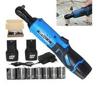12V Cordless Electric Ratchet Wrench Set with 2 x 1.5Ah Li-Ion Batteries and Fast Charger, 3/8" Sq Drive, 230 RPM, 40Nm Electric Ratchet Wrench with 7Sockets