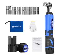 12V Cordless Ratchet Wrench, 3/8 Electric Cordless Ratchet Wrench Set Max 40N.m Torque, 2 x 1500 mAh Lithium-Ion Batteries and Fast Charge for Car Repair