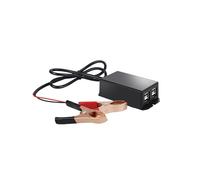 12V DC Converter with 4 USB Port Battery Clip Crocodile Clips with Battery Alligator Clip USB Charging Adapter, Motorcycle DC 12V 24V to 5V 3A Buck Fast Charger for Phones Tablets Navigation Devices