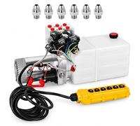 12V DC Double-Acting Hydraulic Power Unit, 6-Quart Reservoir | 1.7 GPM flow, up to 3,200 PSI relief pressure and 15 ft remote control for hydraulic lifting applications.