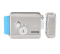 12V DC Electric Door Lock Fail Secure Surface Mounted Rim Lock with Mechanical Key Override, Heavy Duty Stainless Steel for Access Control Systems